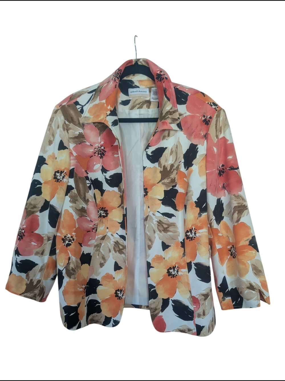 Alfred Dunner 16W Floral Blazer Jacket - Coral & Orange